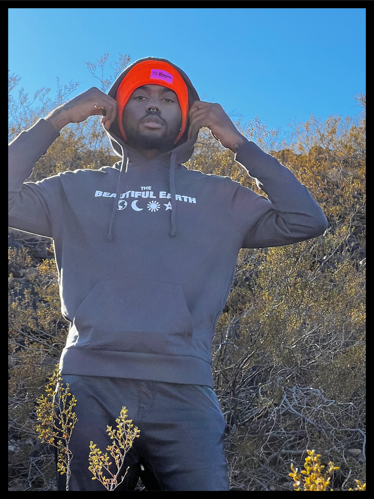 THE YEAR-ROUND BEANIE in ORANGE SUNRISE w/ PINK PATCH on DOUGLAS THE BEAUTIFUL EARTH | Conscious Clothing Brand + Healthy Essentials