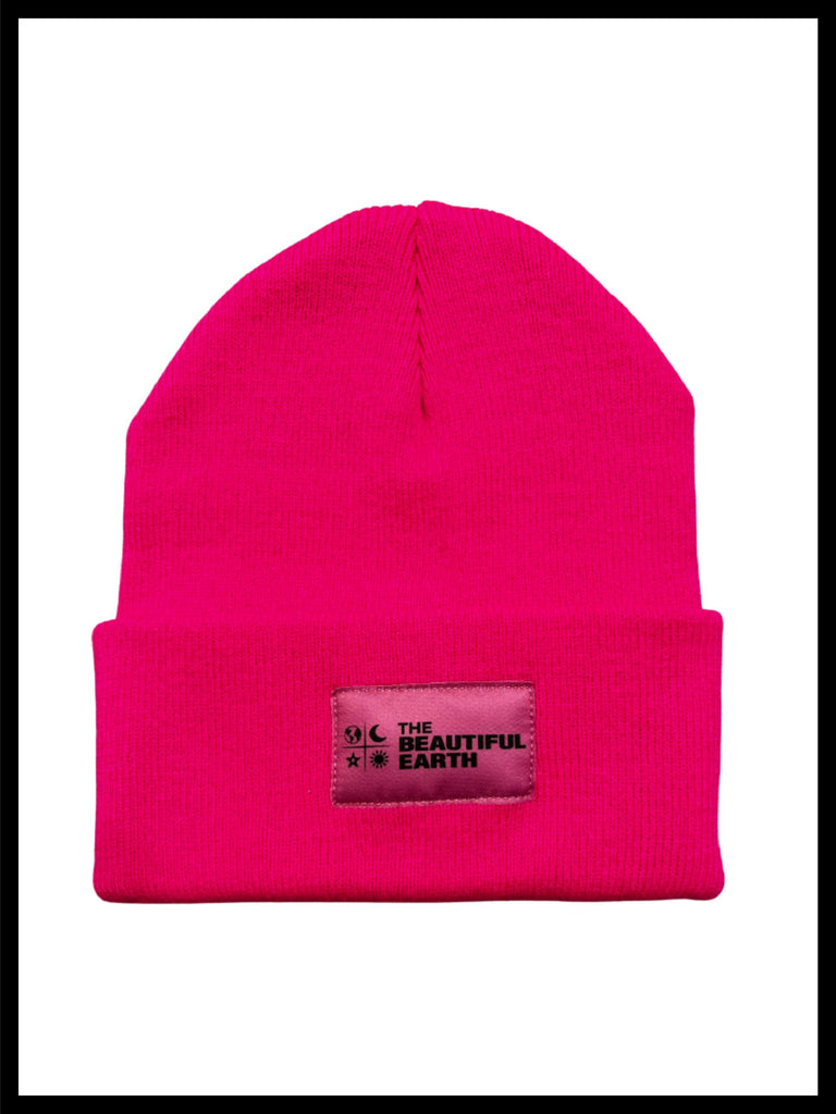 THE YEAR-ROUND BEANIE in HOT PINK OPAL w/ PINK PATCH on DOUGLAS THE BEAUTIFUL EARTH | Conscious Clothing Brand + Healthy Essentials