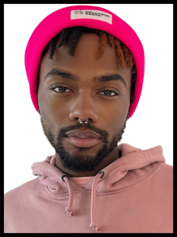 THE YEAR-ROUND BEANIE in HOT PINK OPAL w/ WHITE PATCH on DOUGLAS THE BEAUTIFUL EARTH | Conscious Clothing Brand + Healthy Essentials