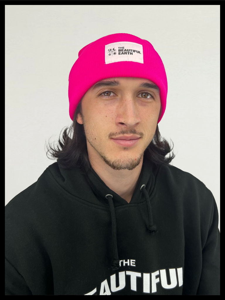 THE YEAR-ROUND BEANIE in HOT PINK OPAL w/ WHITE PATCH on DOUGLAS THE BEAUTIFUL EARTH | Conscious Clothing Brand + Healthy Essentials