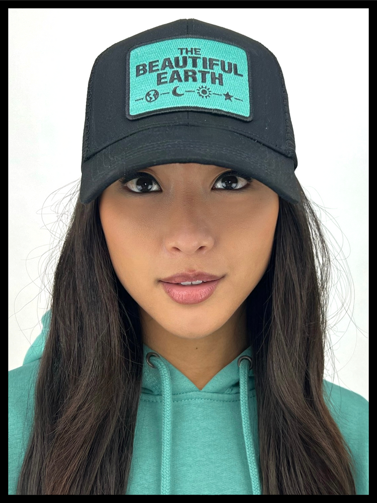 THE FOREVER TRUCKER ONYX + ONYX W/ MINT PATCH THE BEAUTIFUL EARTH | Conscious Clothing Brand + Healthy Essentials